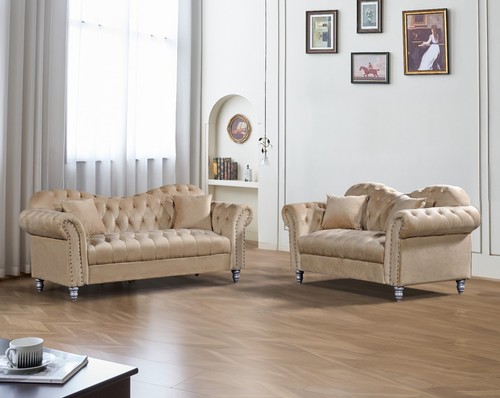 Chesterfield sitzer samt - chesterfield, 2/3-sitzer