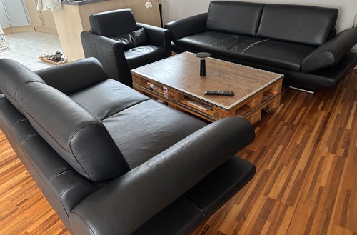 Couchgarnitur leder schwarz - leder,