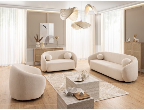 Sitzgruppe bouclé beige - sitzgruppe, 3+2+1