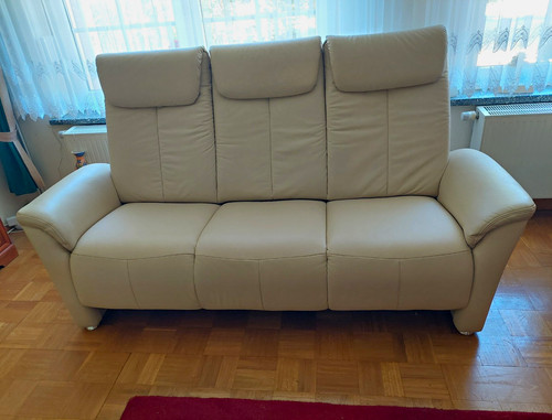 Beiges leder sofa - beiges, sofa-set